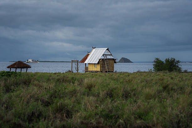 Small houses on beach, Lombok