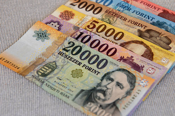 istock Mixed denomination forint currency notes in Hungary. 2211053300