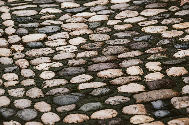 Background of old cobblestone pavement