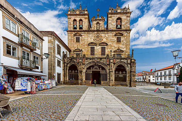 Guimaraes, Portugal-05-16-2022: Is a city and municipality located in northern Portugal, in the district of Braga. The city was settled in the 9th century, at which time it was called Vimaranes