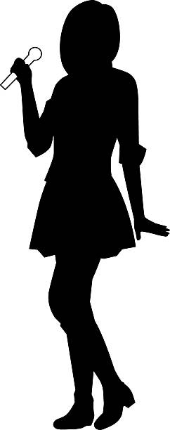 istock Silhouette illustration of a female singer singing 2211055059