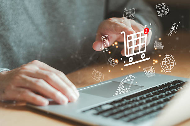 istock Online shopping customer point and manage online e-commerce business automation logistic supply chain in online dashboard. Global worldwide logistic management for online shopping with warehouse 2211075685