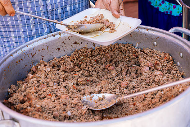 Authentic Ground Beef Carne Asada Taco being served in Poverty-Stricken Samachique, Chihuahua Mexico