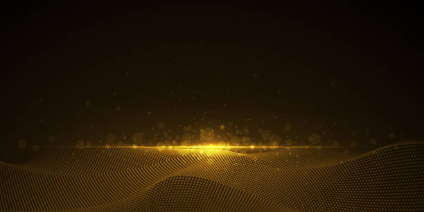 istock Vector abstract motion of curve lines, light shiny, glow effect. Illustration design. Bright gold wave, wavy line pattern. 2211088070