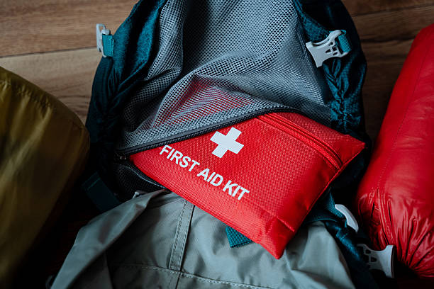 istock A wellequipped first aid kit is conveniently placed on top of a sturdy backpack, ready to provide medical assistance if needed during your travels or outdoor adventures 2211090241