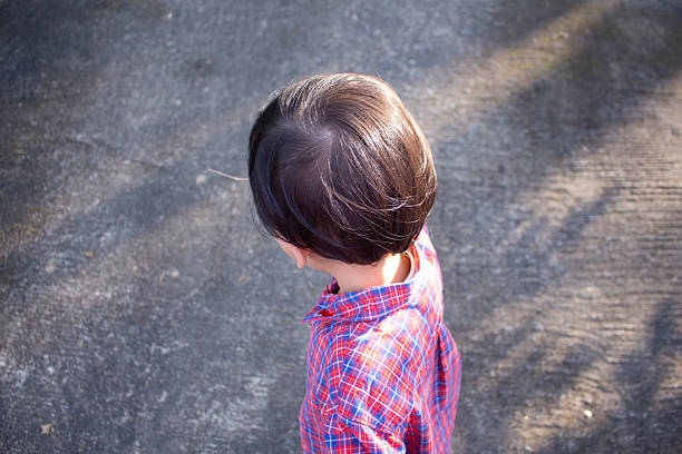 Short haircut for boys. Close-up from above