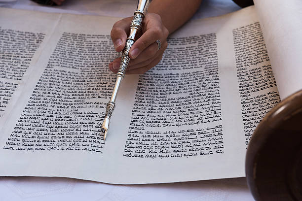 istock Closeup of a yad or pointer to guide the Torah reader through the Hebrew text. 2211093656