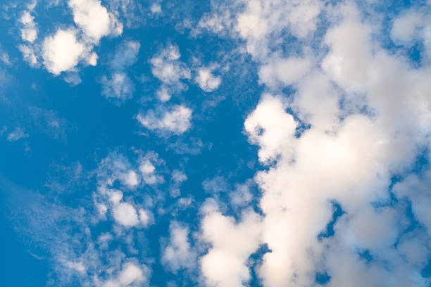 istock Clear Blue Sky with Scattered White Clouds in Daylight. The fluffy clouds appear in varying shapes and sizes, enhancing the serene beauty of a sunny day. High quality photography 2211102364