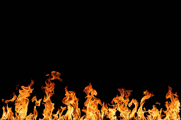 istock Black background fire, flames with torches and textures with splitting power effect, can grill red, burning with burning smoke and sparks in barbecue grill fire 2211108756