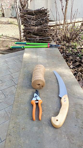 istock Gardening Tools and Supplies Displayed on the Outdoor Table for Easy Access and Use 2211126271