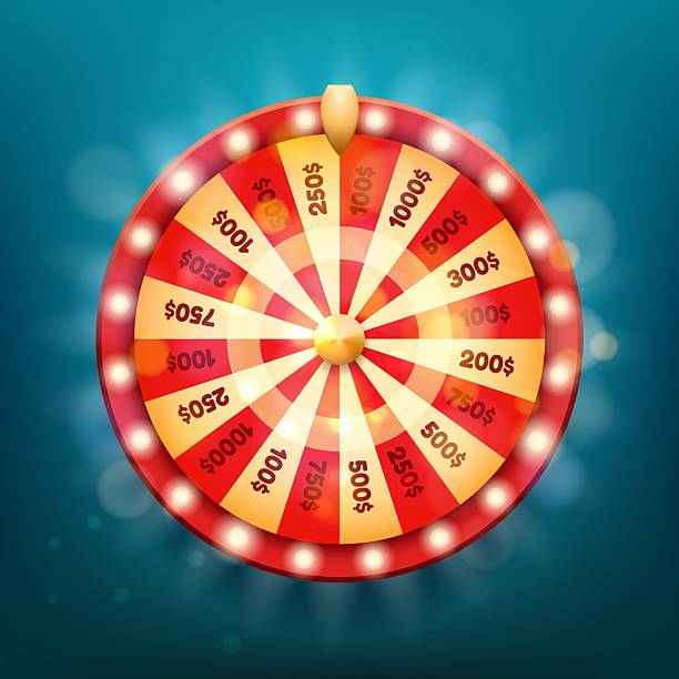 Cartoon fortune wheel. Spin gambling win game wheel vector illustration