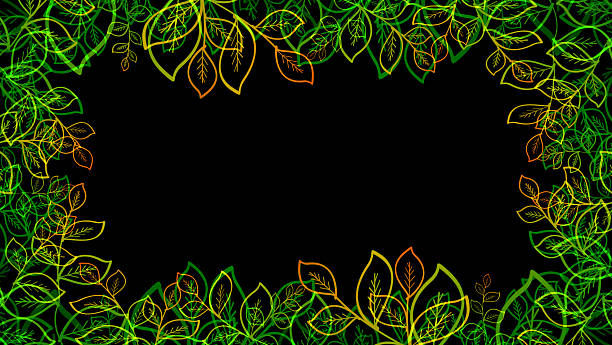 Colorful Leaf Frame Design for Nature-Themed Backgrounds and Art