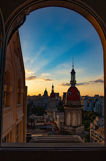 Sunset over Buenos Aires on a summer day