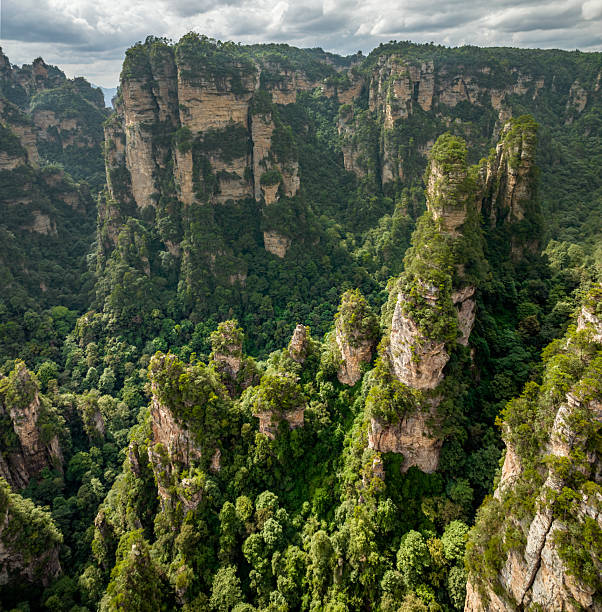 A cornering footpath integrated into a mountain side of Tianmen(Tianmen) mountain, Zhangjiajie (Zhangjiajie), Hunan Province(Hunan Province).