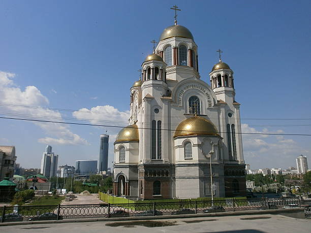 Yekaterinburg, Sverdlovsk Oblast, Russia  — May 23, 2024: Temple on the Blood.  View of the Orthodox church in the city center.
