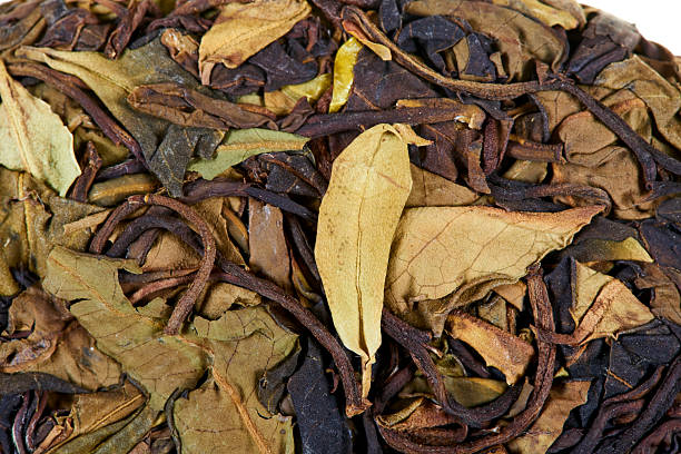 Chinese Pu-erh tea on white background.