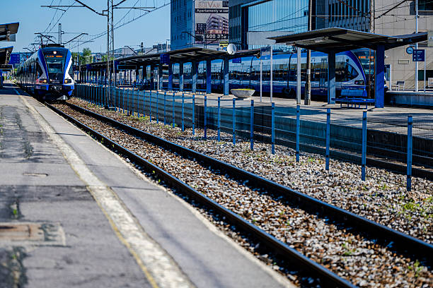 Kielce, Swietokrzyskie Voivodeship, Poland - April 16, 2025: Train at the Kielce Main Station.