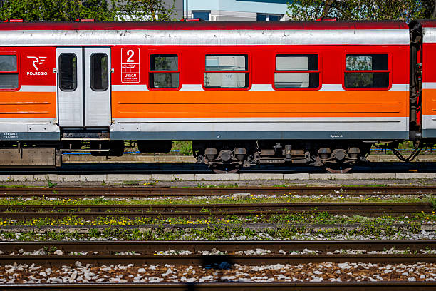 Kielce, Swietokrzyskie Voivodeship, Poland - April 16, 2025: Train at the Kielce Main Station.