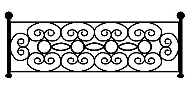 istock Iron rod fence element. Silhouette with a pattern of curled lines 2211153764