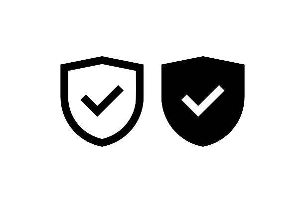 защитный щит с галочкой набор значков vector - защищаться stock illustrations