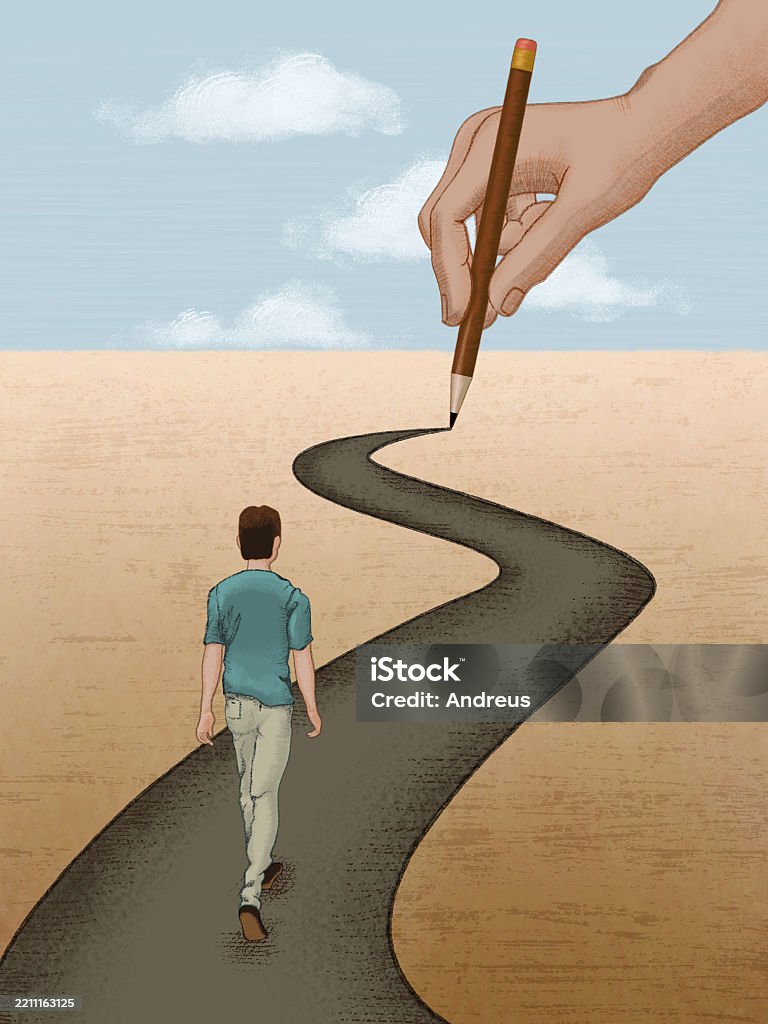 Taking Own Path Drawing Your Own Path Stock Illustration - Download Image Now ...