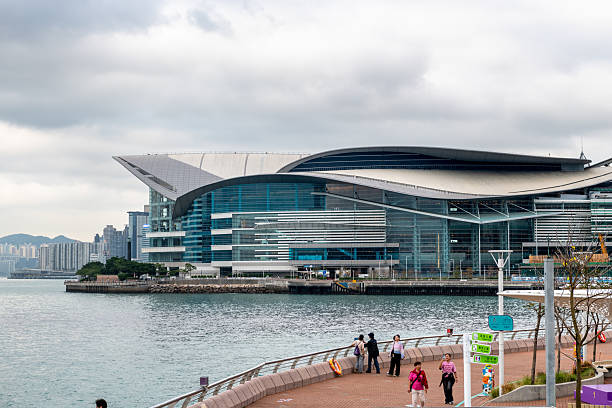 Hong Kong. China- 03.03.2025. A general exterior view of the Hong Kong Convention and Exhibition Centre building.