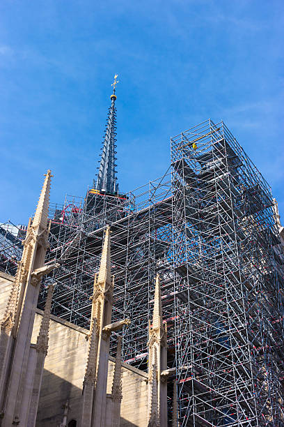 istock Paris, France: Notre Dame Cathedral Spire, Scaffolding 2211178805