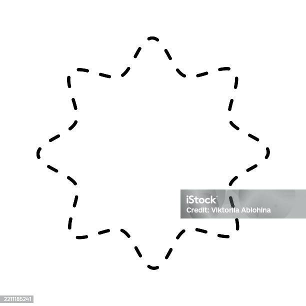 Dashed Star Vector Dotted Star Shape Isolated On White Background Geometric Shape With ...