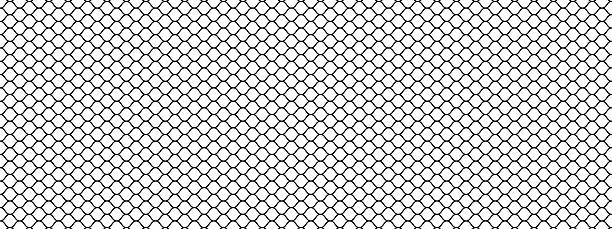istock Fishing or soccer net pattern. Black mesh texture isolated on white background. Metallic fence, cage or lattice structure. Abstract geometric minimalistic print. Vector graphic Illustration 2211185867