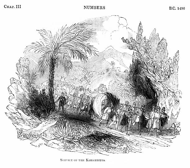 Kohathite is one of three clans within the Levite tribe in ancient Israel, each responsible for specific duties related to the Tabernacle. The Kohathites were responsible for carrying the sacred vessels. Illustration published1836. Copyright expired; artwork is in Public Domain.