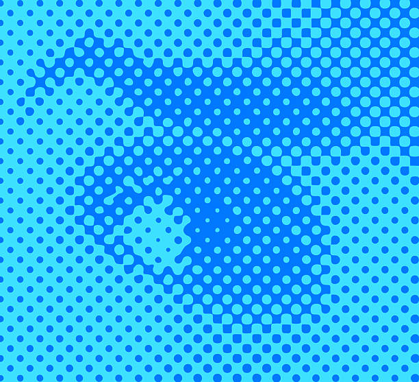 istock Extreme close up of Female eye with half tone dot pattern 2211198309