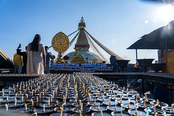 Morning view of Baudhanath stupa in Kathmandu, Nepal, on December 01, 2024