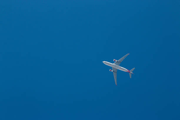 flying airplane over the blue sky in Nepal, October 12, 2019