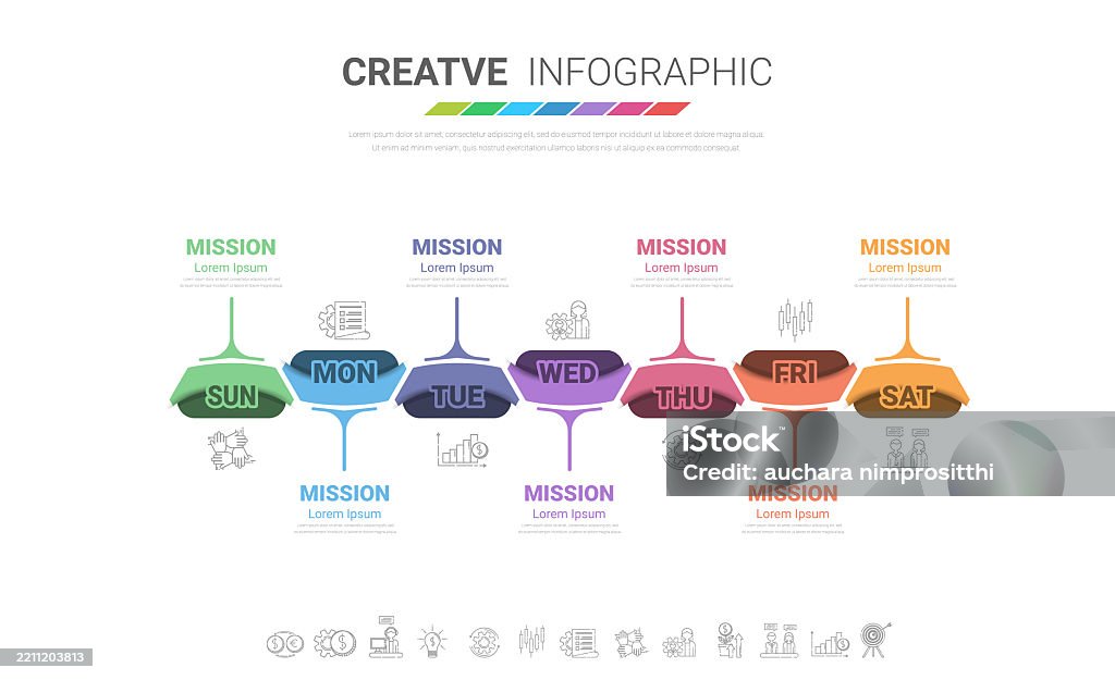 Week Timeline Structure Timeline Timeline Business For 7 Day Week Infographics Design Vector ...