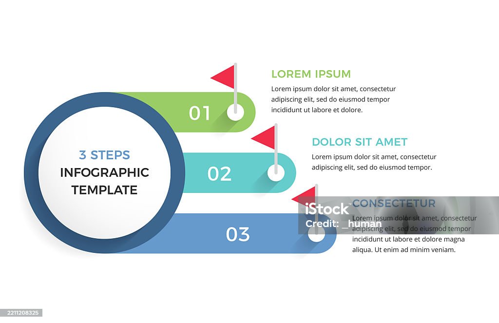 Three Key Steps Three Steps Infographic Template Stock Illustration - Download Image ...