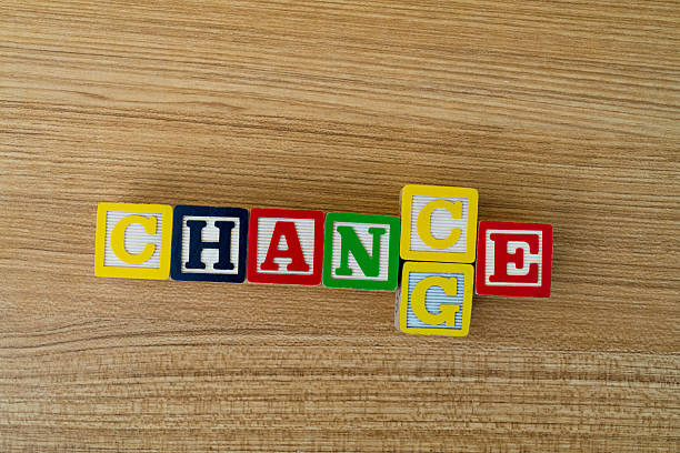 Wooden blocks with word change and chance.