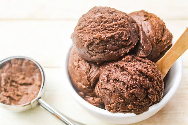 istock chocolate scoop ice cream in a bowl on a wooden table 2211213249