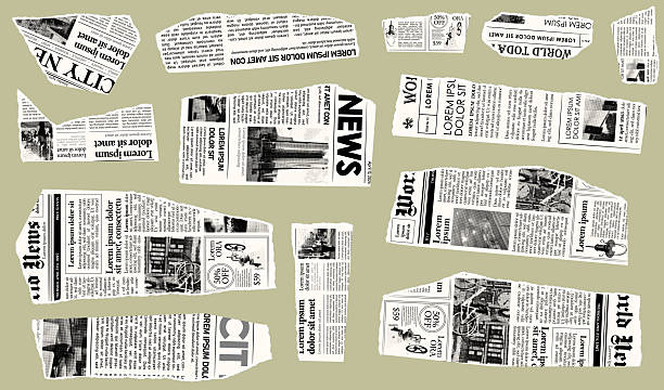 istock Trendy torn newspaper pieces. Collage halftone elements. Jagged edges. Old paper clipping set. Vintage grunge style concept. Isolated background. Trendy design template. Vector illustration 2211219677