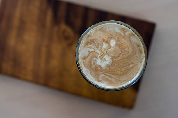 Top view of dirty coffee on the table