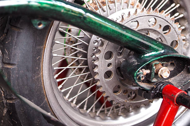 vintage motorcycle rear wheel gear