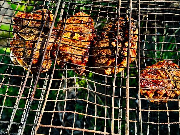 grill lamb meat on barbecue grill
