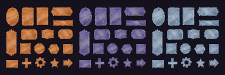 Menu Panel Texture Stone Menu Panels Cartoon Rock Tablets Ui Board Game Design Stones ...