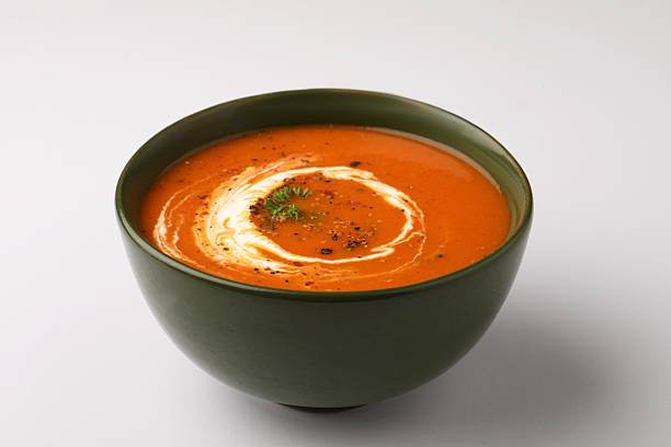 istock Tomato soup served ina ceramic bowl 2211230977