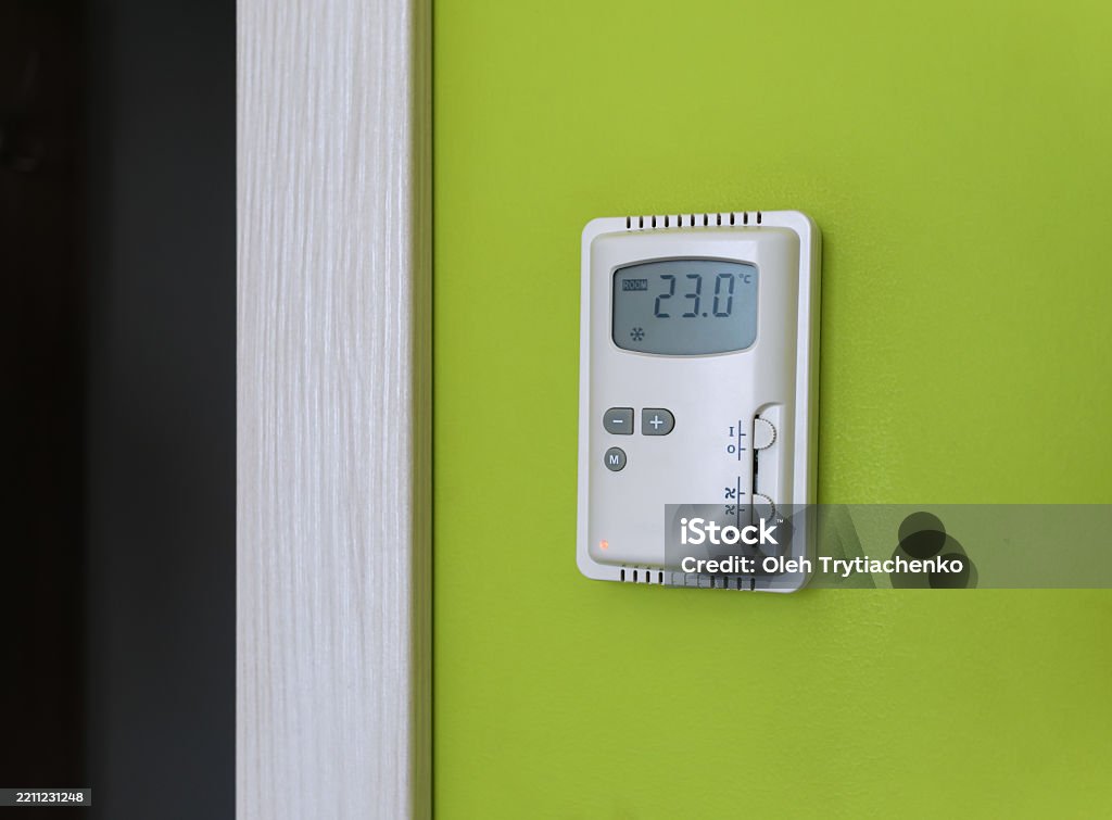Climate Control Instrument Panel Wallmounted Climate Control Panel With Thermometer Reading 23 Degrees ...