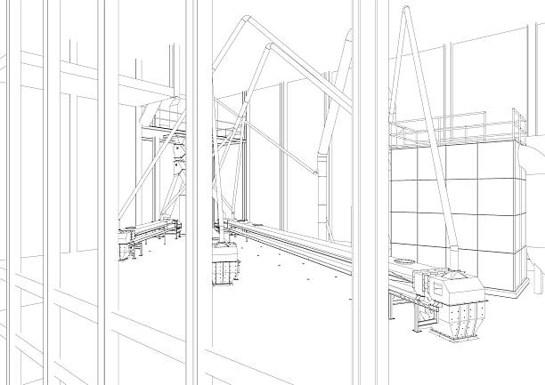 3D illustration of industrial project