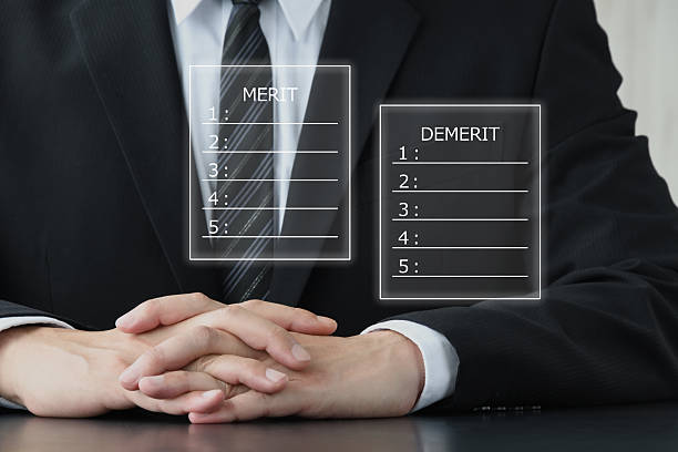 istock Image of a man in a suit comparing and analyzing the pros and cons 2211238864