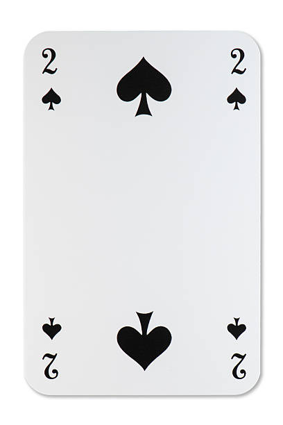 Single playing card two of spades from a French deck of 52 cards