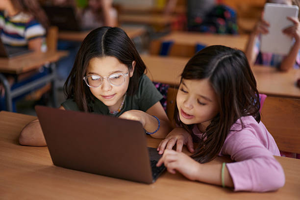 Students using the digital tablet