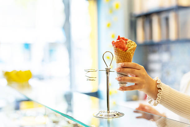 Woman eating ice cream