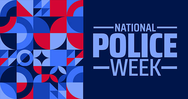 national police week Geometric shape pattern background banner or poster design template. observed every year in May. Holiday concept. Use to any Template, card, poster, placard, template. national police week Geometric shape pattern background banner or poster design template. observed every year in May. national police week stock illustrations